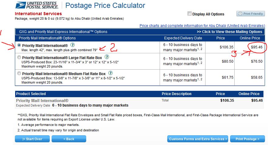 GoodVac US Mail rate calculation